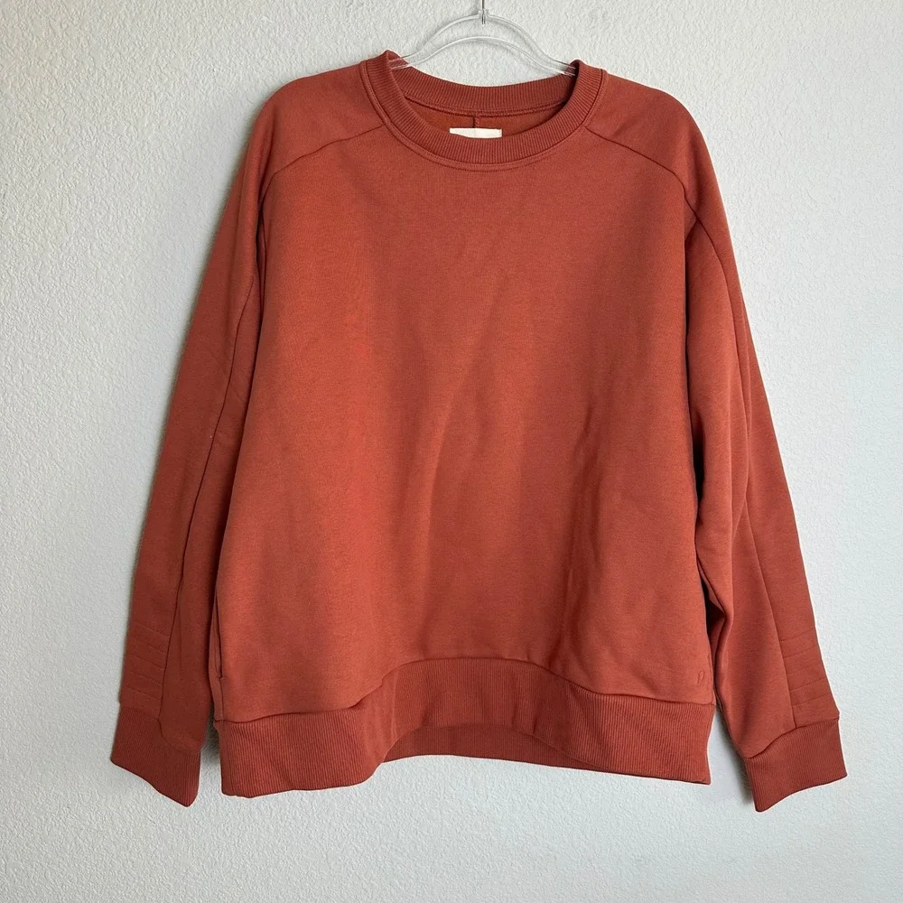 Pact Mens XL Burnt Orange‎ Organic Cotton Fleece Crewneck Sweatshirt Pockets - Picture 2 of 9